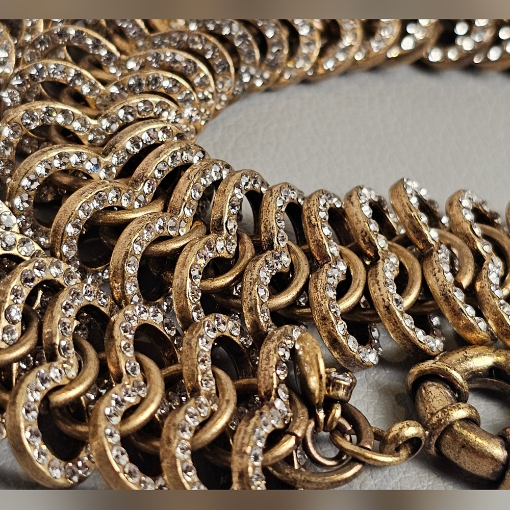 [J. Crew] Vintage Gold Rhinestone Studded Statment Collar Necklace - Picture 10 of 16